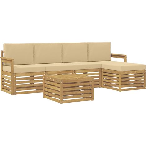 Outdoor-Sofagarnitur 6 pcs Weiß und Beige 59 x 59 x 37 cm vidaXL