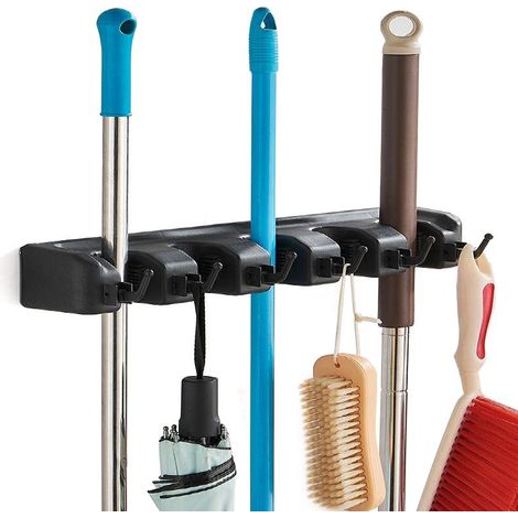 Porte-pinceaux, bâtonnets, outils - 5 emplacements + crochets - Noir (1/5)