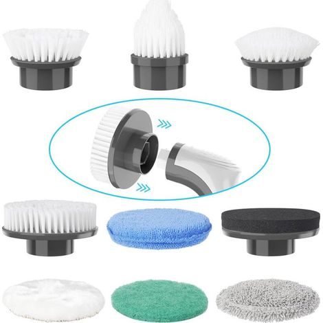 Têtes de Brosse de Rechange, [9 pcs] Brosse Nettoyage Electrique Têtes de Brosse, Kit d'Accessoires de Brosse pour Brosse Rotative Nettoyage,Compatibilité avec Brosse électrique Homtronics (1/4)