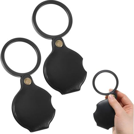 Pocket Magnifier 20X 2pcs Foldable Small Magnifier Portable Magnifier for Travel Reading Close Work Observation Exploration Repair for Elderly Gift Black (1/5)