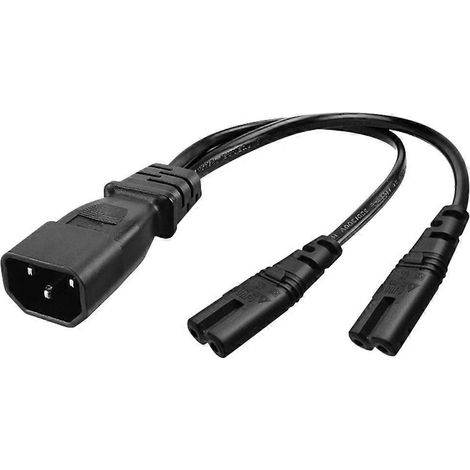 3-poliger Stecker IEC320-C14 auf IEC320-C7+C7 Konverter-Adapter-Netzkabel