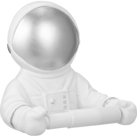 Porte-Rouleau de Papier Toilette Mural en Résine Forme Astronaute Argenté Support Stable pour Salle de Bain la Cuisine ou Salon Accessoire Original et Décoratif pour (1/5)