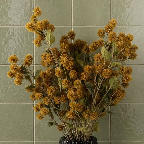Pack of 6 x 85cm Craspedia Stem Yellow Artificial - Premium Quality (1/5)