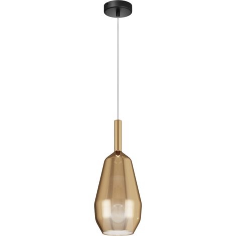 Maytoni Duality Lampadario moderno a sospensione a cupola da 16 cm, nero, paralume dorato 1xE27 (1/5)