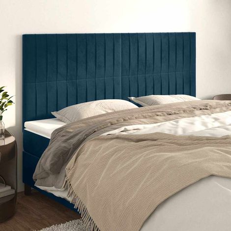 Tête de lit en velours bleu foncé, hauteur réglable, 160 x 5 x 118/128 cm - PANGIVO (1/5)