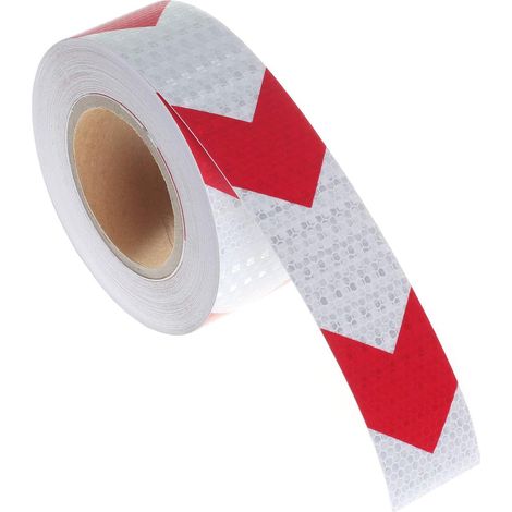 25M x 5cm Reflektierendes Warnband, Reflektor-Sicherheitsband für Pfeilrichtung, Warnschild, Hohe Sichtbarkeit, Hohe Intensität, Roter und Weißer Pfeil