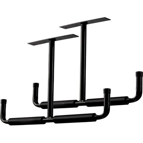 Crochets de rangement de plafond de garage en métal, crochets muraux, crochets utilitaires robustes pour échelle, vélo, bois, outils et autres articles encombrants (pack de 2, noir) (1/5)