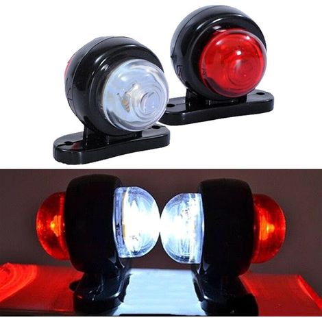 2X 2 LED Feux Gabarit Remorque 12/24V Feux de Marquage Latéral Remorque Lampe Latérale Double Face Lumière Blanche Rouge pour Camion RV Caravan (1/5)