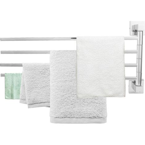 Porte-serviettes tubulaire carré rotatif à 180 degrés en acier inoxydable, accessoire de salle de bain 250/255, réglable à quatre barres, chromé. (1/5)