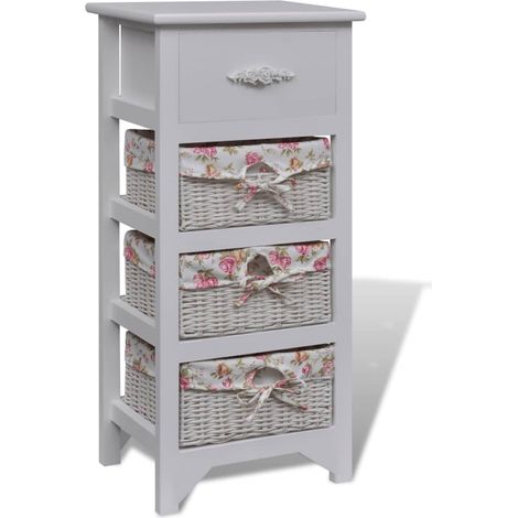 Armoire de bureau, Armoire avec 1 tiroir et 3 paniers Blanc Bois de Paulownia WFE744234 DESIGN IN (1/5)
