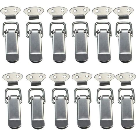 12Pcs Hood Clips, Lever Latches, Spring Loaded Latches, Toggle Latch Spring Clips, Stainless Steel Spring Loaded Latches with Hooks for Cabinets, Boxes, Drawers, Cupboards (1/5)