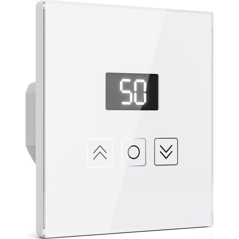 Interrupteur Volet Roulant Connecté avec Fonction Pourcentage, WiFi Interrupteur Mural Équipé un Écran LCD Compatible /Google Home/SmartLife, Programmation pour Rideaux (1/5)