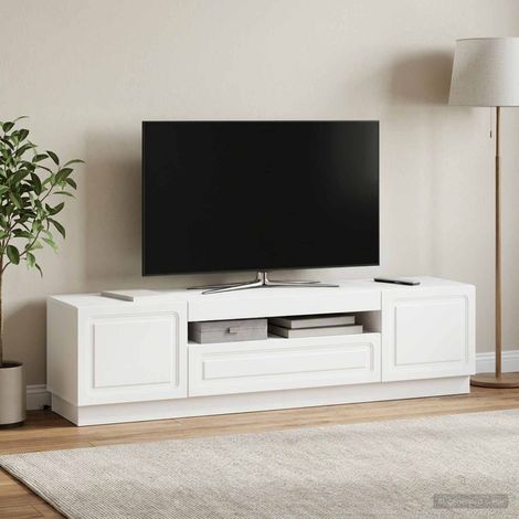 vidaXL Meuble TV LED Blanc Bois d'ingénierie (1/5)