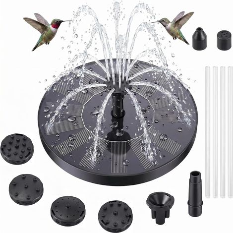 Fontaine solaire pour l'extérieur, fontaine solaire avec 6 effets, pompe de bassin pour l'extérieur, pompe à eau solaire, pompe à fontaine flottante pour abreuvoir d'oiseaux, aquarium, jardin (1/5)
