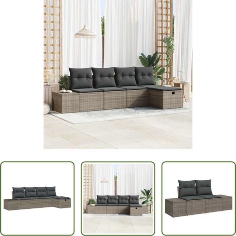 Poly-Rattan - Sofa Set mit Kissen 5 pcs Poly-Rattan (1/5)
