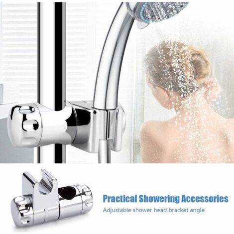 QORVA-Support de Douche, Barre Murale Barre de Douche Réglable Support Pour Douchette, Support Douche à Main Remplaçable Support Pommeau de Douche 25MM à Diamètre Réglable ABS Chromé-Fei Yu