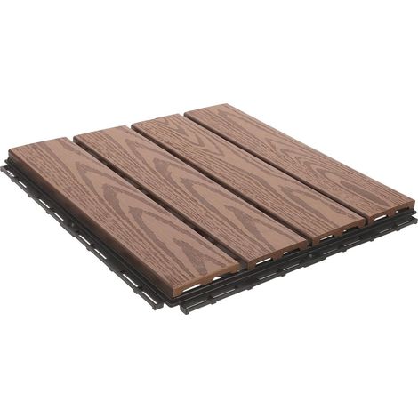 Dalles de sol emboîtables en plastique pour balcons et terrasses, structure durable avec rainures (1/5)