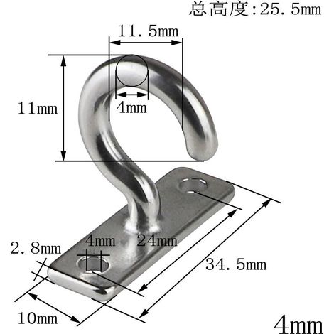 Haken aus Edelstahl 304, flach, Fragezeichen-Haken, Kleiderhaken, gebogener Haken, Bootshaken, Deckenventilatorhaken – 4 mm Edelstahl 304 (12 g Gewicht) – Bootshaken (1/4)