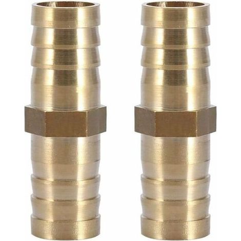 (16mm 2pcs)Raccord de Tuyau Droit à Deux Voies Raccord en Laiton Barbelé Connecteur de Tube Jonction 6/8/10/12/14/mm (1/4)
