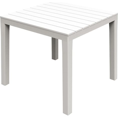 Tavolo da giardino per 4 persone bianco tavolino in resina interno esterno con gambe removibili salvaspazio pratico comodo (1/5)