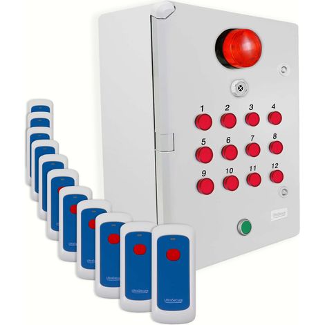 Système d'identification d'alerte sans-fil 900m - 11 boutons mobiles / Sirène / Flash / LEDs / Bouton d'arrêt (DA600+) (1/5)