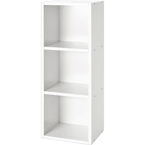 3 Tier Large Bookcase, White Wooden Shelving Display Storage Unit Office Living Room Furniture (1/5)
