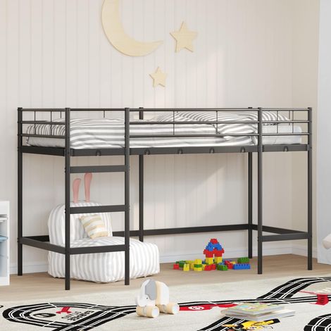 vidaXL Lit mezzanine pour enfants Noir 90 x 190 cm Acier