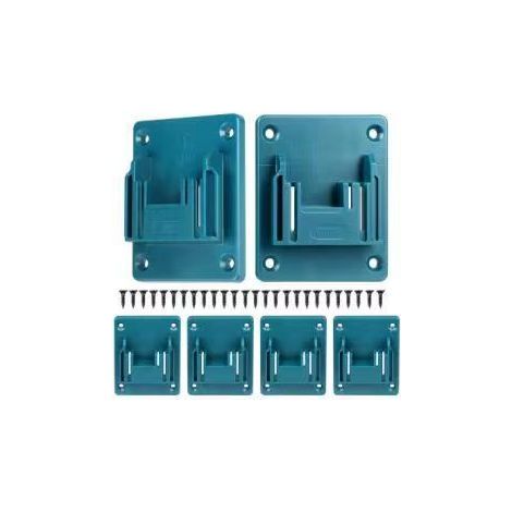 Lot de 6 Supports de Batterie pour Outils Makita 14–18V, Support de Fixation Mural avec Vis, Couleur Bleue (1/2)