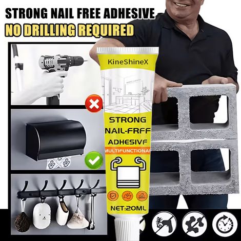 KineShineX Universal-Klebstoff für starken Edelstahl – Nägel nicht erforderlich, weißer, nagelfreier Klebstoff für einfache Montage (1/5)