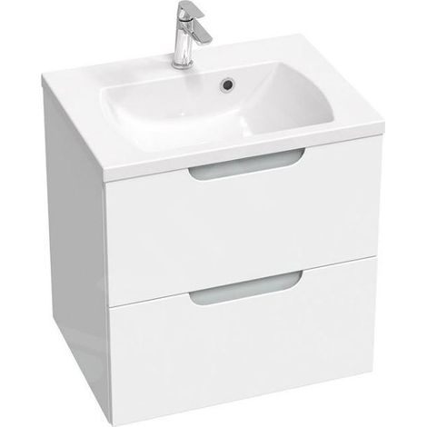 Ravak Classic II - Meuble lavabo 594x446x584 mm, 2 tiroirs, blanc/gris brillant X000001477 (1/5)