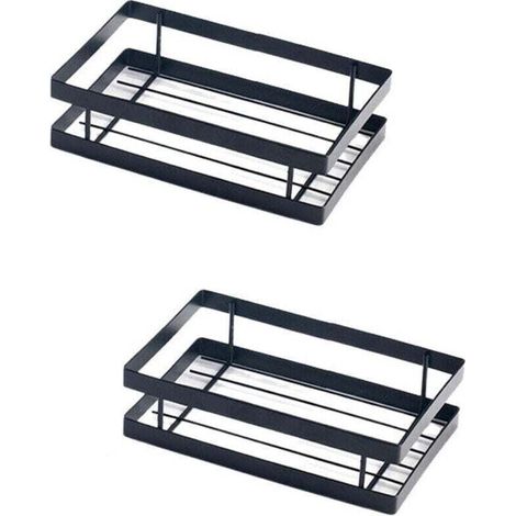 Étagère à épices murale pour cuisine, XU, Adaptée à la cuisine, à la salle de bain, Au balcon, 2 pièces (noir mat, 20 cm) - KZQ (1/4)