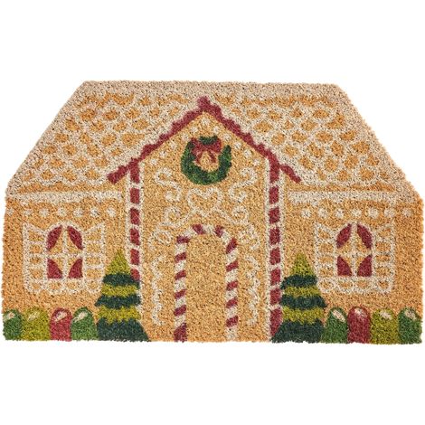 Fußmatte SELATNA Naturfarben 50 x 80 cm Weihnachtsmotiv Kokosfasern