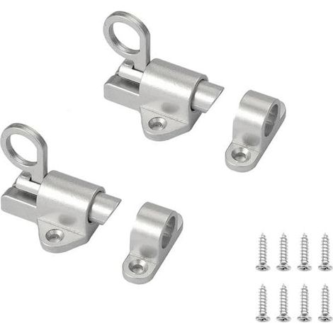 2 Pièces Lot de Verrou à Ressort Auto-Fermant, Serrure de Sécurité Automatique avec Mécanisme à Coulisseau à Ressort, Complet avec Vis pour Portails, Fenêtres, Armoires et Portes de Remise. (1/5)