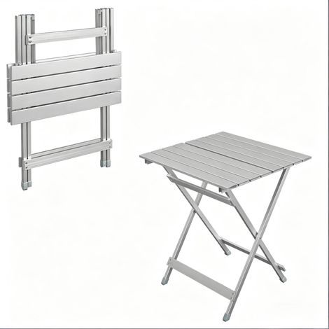 Mesa plegable de camping de aluminio 50,5 x 47 x 59,5 cm plateada (1/5)
