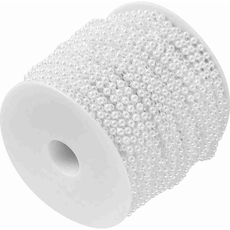 Rouleau de 40 m, perles d'imitation de 4 mm, décoration à faire soi-même, rideau de perles, décoration de mariage/fête, blanc (1/5)