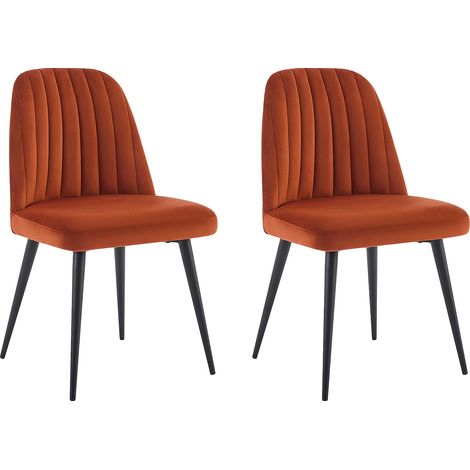 Lot de 2 chaises en velours et métal noir - Terracotta - ELEANA (1/5)