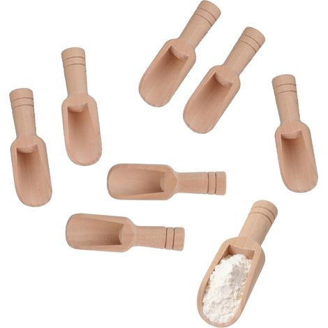 8 Pièces Mini Petite Cuillère à Sel, Mini Pelle en Bois, Mini Cuillère en Bois, Lisses et Sans Bavures, Confortables à Tenir, Robustes et Durables, Conviennent pour les Sels de Bain, les Épices (1/5)