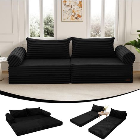 Canapé-lit convertible avec coussin, futon pliable pour petits espaces, pour salon, chambre à coucher et chambre d'amis, confortable et peu encombrant, noir (1/5)