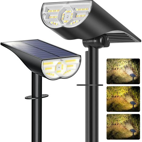 4 Pcs Lampe Solaire Extérieur RGB, Lampe Colorée avec 3 Modes d'Éclairage, IP67 Lampe Solaire Jardin, 2 en 1 Montage Projecteur Solaire pour Halloween Noël (1/4)