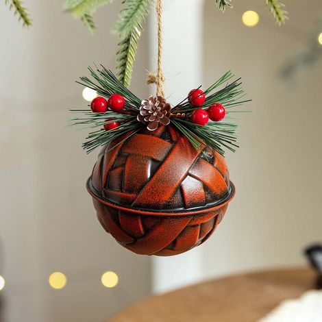 Cloche De Noël En Fer Forgé - Rouge - 8 Cm - Décoration Festive Pour Arbre De Noël - Lot De 1 (1/5)