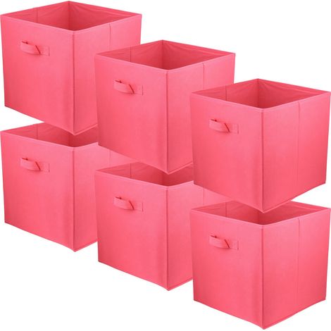 Boîte textile 31x31x31 rose foncé - Lot de 6