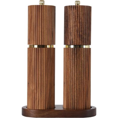 Ensemble de moulins à sel et à poivre en bois, moulins à sel et à poivre rechargeables avec réglage de la finesse, moulin à poivre manuel en bois d'acacia, salière et poivrière assorties, plateau en b
