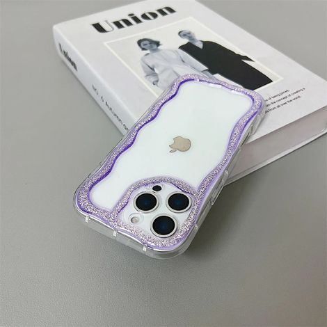 Coque ondulée pour iPhone 16 (violette), transparente et élégante, résistante aux chocs.