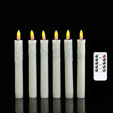 Bougies LED sans flamme en cire véritable Paris avec minuterie, bougies à piles anti-gouttes (1/4)