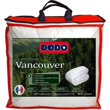 DODO Couette chaude 400gr/m2 VANCOUVER 200x200 cm blanc