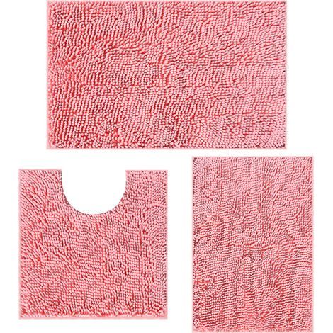 Lot de 3 Tapis de bain, Chenille, Antidérapant, Absorbant, Salle de bain (1/5)