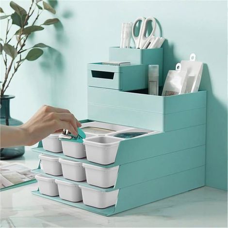 Organisateur De Tiroir - 16 Pièces En Polypropylène Avec 40 Pastilles Antidérapantes En Silicone - Pour Cuisine Bureau Salle De Bain - Lot Complet (1/5)