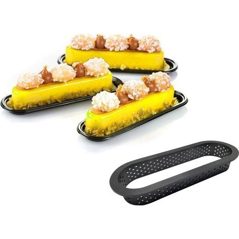 Moule à Gateau Perforé Cutter, 8 Pièces Moule à Gateau Perforé en Ovale, Mousse Cercle Anneau de Coupe-Pâtisserie Antiadhésif pour La Décoration de Gâteau (1/5)