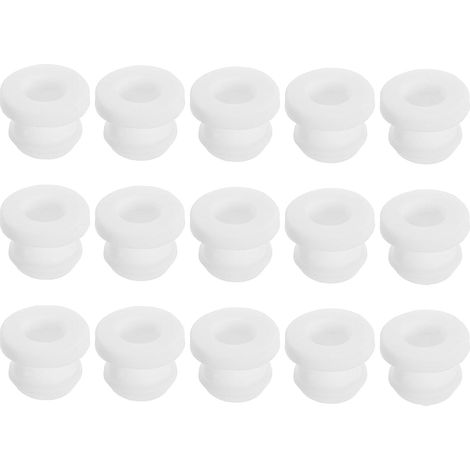 15 Pièces Passe Fils Électrique en Caoutchouc, 12.5mm Trou de Perçage, Passe Câble 8.5mm Diamètre, Bouchon Trou Joint Œillet Protection Fil pour Prise Sortie Câble, Blanc (1/5)