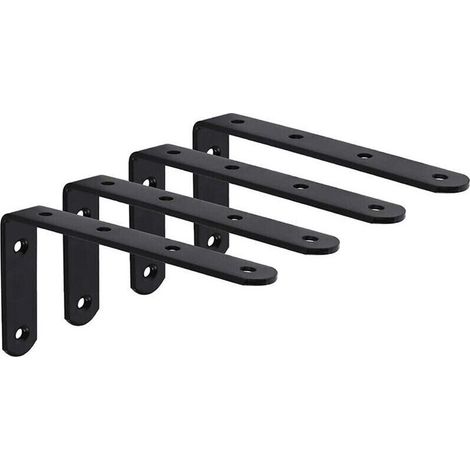 ( 125 X 75 X 3mm 4Pcs Noir)Equerre Étagère Murale avec Vis Support Étagère Mural Support en forme de L Équerre de Fixation pour Étagère Déco Cuisine Chambre Meubles Suspendus Placard (1/4)